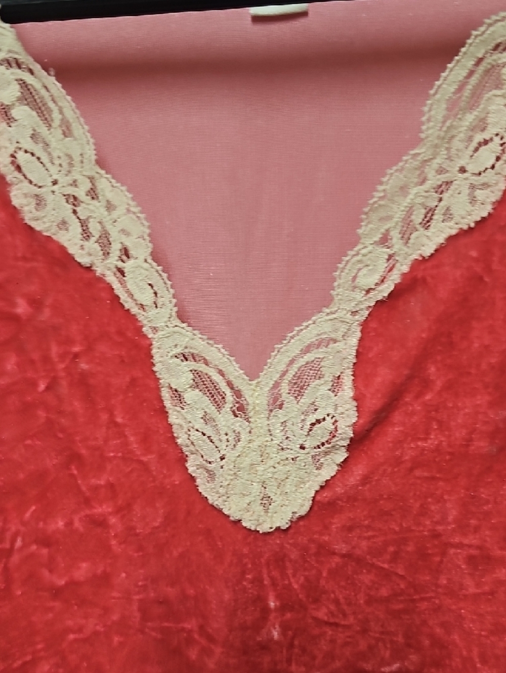 EUC Crushed Velvet Banana Republic Pink Lace-Trim Tank Sz S - Picture 8 of 9